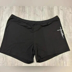 Women's Plus Size Black Shorts 6XL "Faith Graphic" NWOT Stretch 100% Polyester